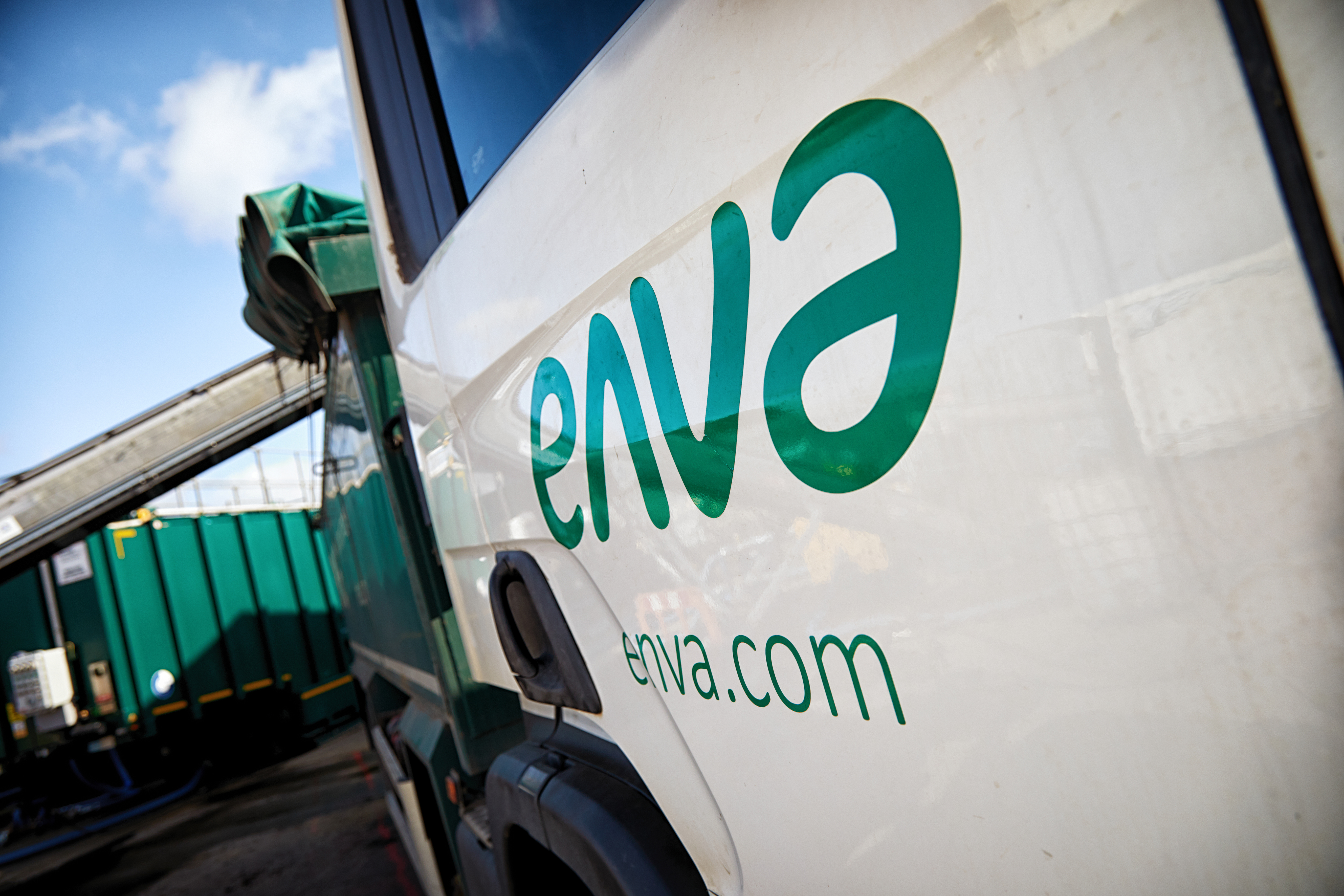 Close up photo of Enva Truck door in White.