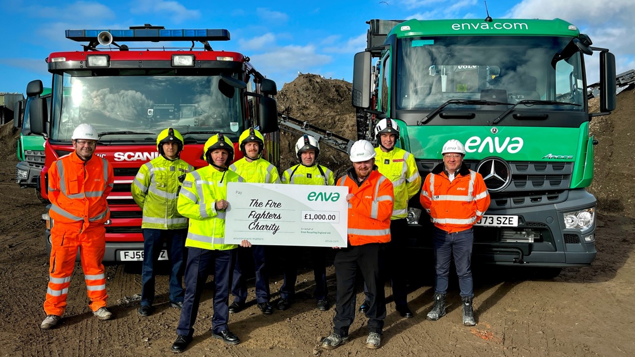 Enva donate £1,000 to Fire Fighters Charity following recent incident